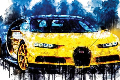 2018 Bugatti Chiron Yellow And Black by Sissy Angelastro canvas print
