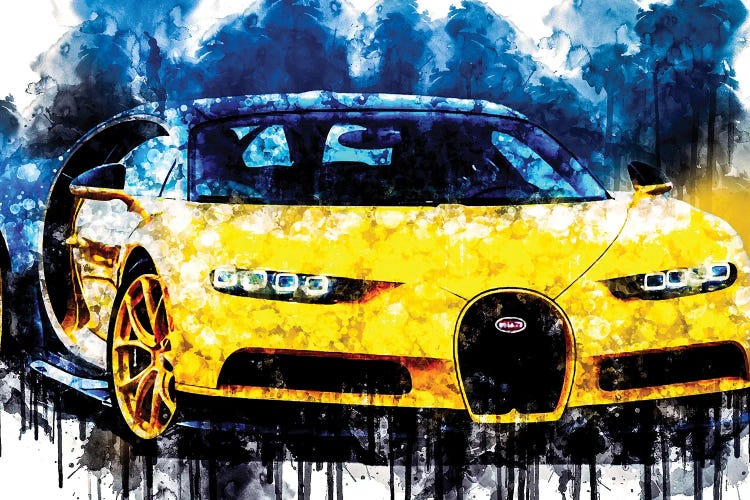 2018 Bugatti Chiron Yellow And Black by Sissy Angelastro wall art