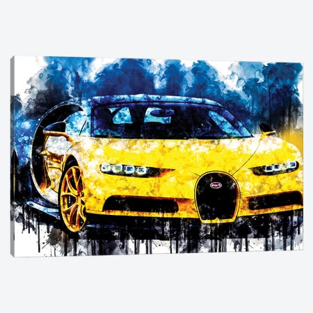 2018 Bugatti Chiron Yellow And Black Canvas Print #SSY434} by Sissy Angelastro Art Print