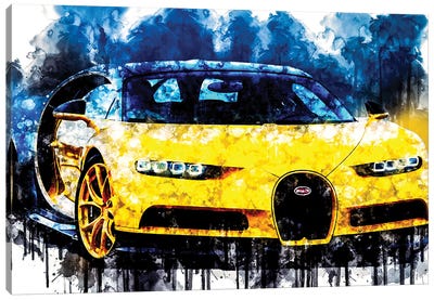 2018 Bugatti Chiron Yellow And Black Canvas Art Print