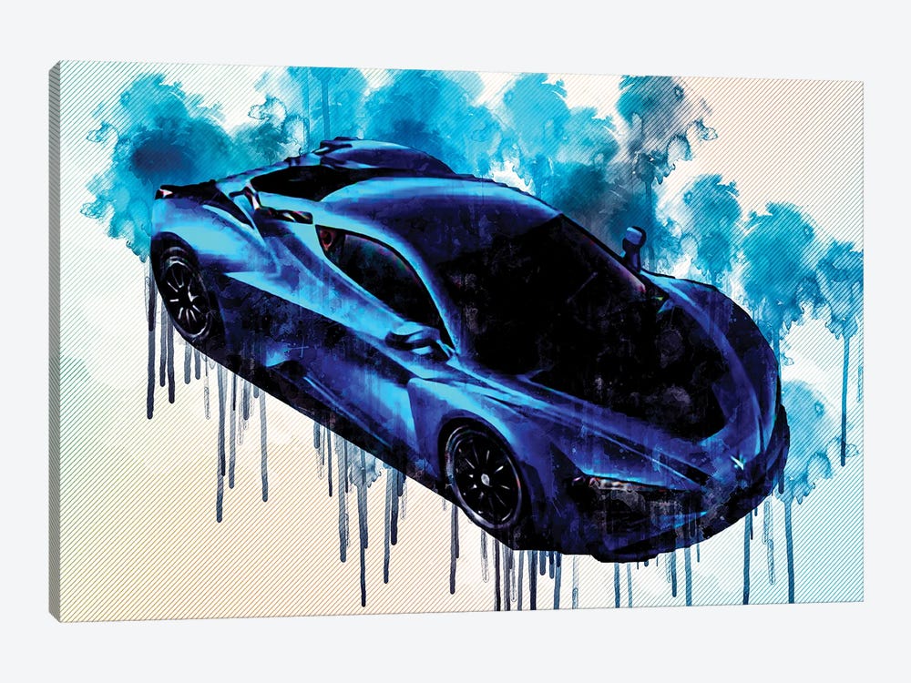 Arcfox-Gt Race Edition 2021 Hypercar Front View Blue Sports New Blue Supercar by Sissy Angelastro 1-piece Canvas Wall Art