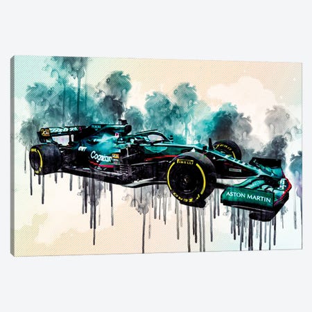 Aston Martin Amr21 2021 Front View Exterior Formula Canvas Print #SSY44} by Sissy Angelastro Canvas Wall Art