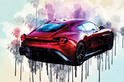 Aston Martin Vanquish Zagato Brake Rear View Red Hypercar by Sissy Angelastro canvas print
