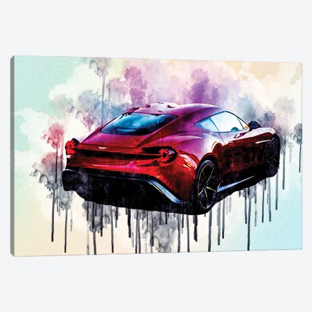 Aston Martin Vanquish Zagato Brake Rear View Red Hypercar Canvas Print #SSY48} by Sissy Angelastro Canvas Print