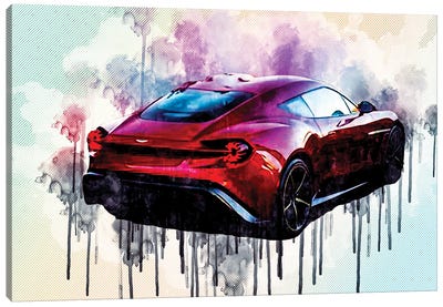 Aston Martin Vanquish Zagato Brake Rear View Red Hypercar Canvas Art Print