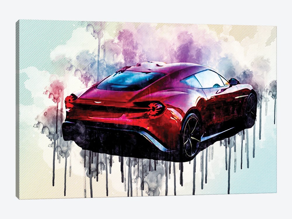 Aston Martin Vanquish Zagato Brake Rear View Red Hypercar by Sissy Angelastro 1-piece Canvas Print