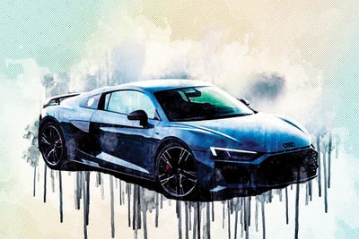 Audi R8 2019 Gray Sports New Gray Tuning R8 Racing Car by Sissy Angelastro canvas print