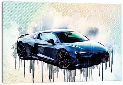 Audi R8 2019 Gray Sports New Gray Tuning R8 Racing Car Canvas Art Print - Sissy Angelastro