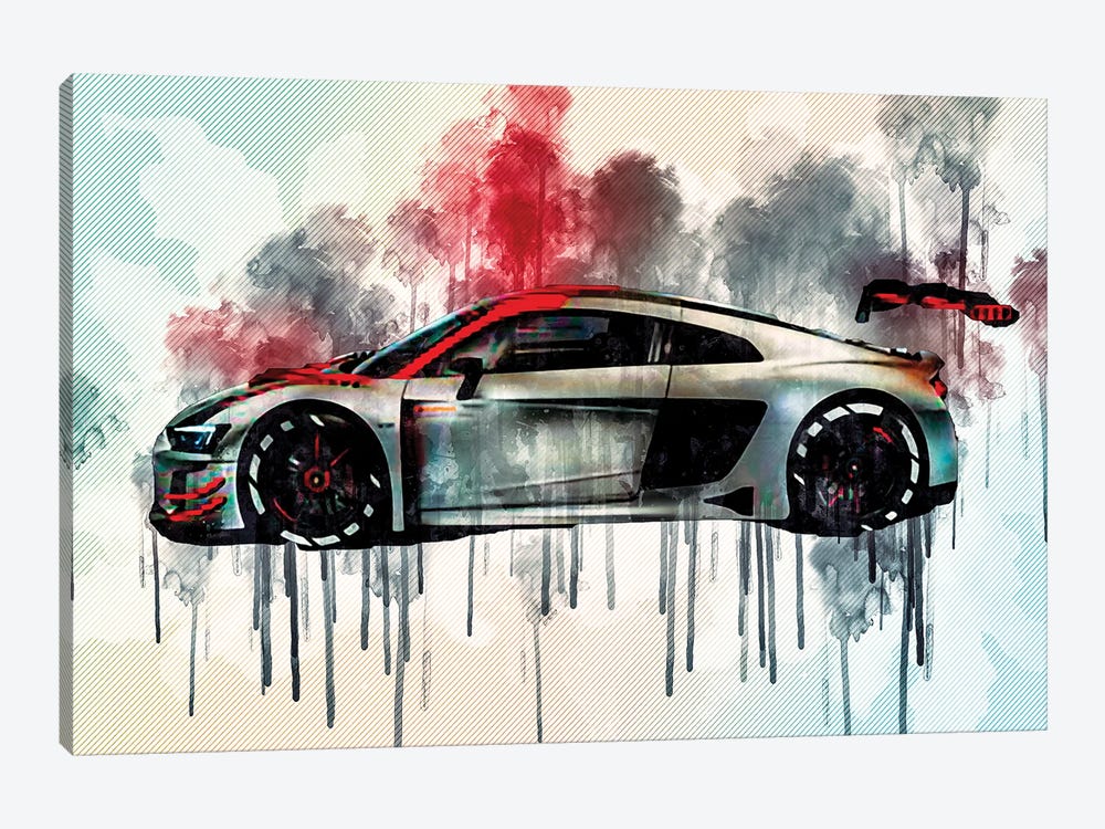 Audi R8 Lms 2019 Side View Tuning R8 Exterior Racing Car by Sissy Angelastro 1-piece Canvas Wall Art