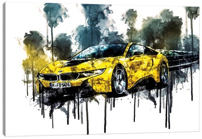 2017 BMW i8 Frozen Yellow Vehicle XXXVI Canvas Art Print - BMW