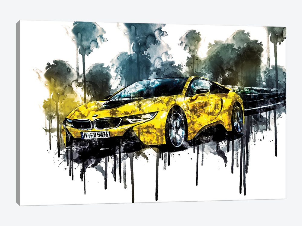 2017 BMW i8 Frozen Yellow Vehicle XXXVI by Sissy Angelastro 1-piece Canvas Artwork