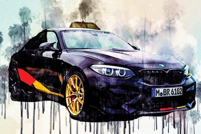 Bmw M2 2018 M Performance Competition Black Sports Front View Tuning by Sissy Angelastro canvas print