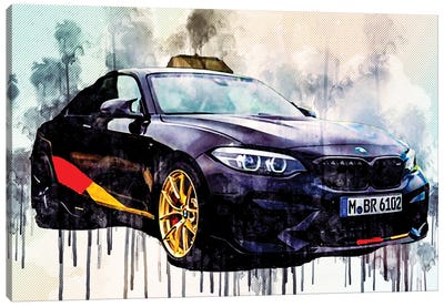 Bmw M2 2018 M Performance Competition Black Sports Front View Tuning Canvas Art Print