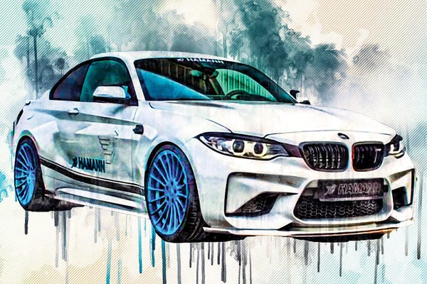 BMW: Bmw M2 Hamann 2018 White Sports Tuning M2 Blue Wheels Front View Exterior by Sissy Angelastro
