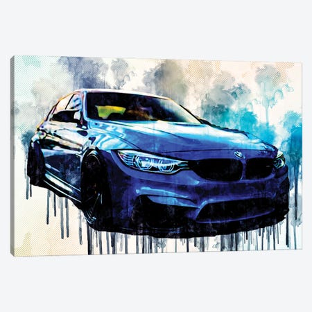 Bmw M3 2018 Front View Luxury Tuning New Blue M3 F80 Tuning Canvas Print #SSY61} by Sissy Angelastro Canvas Print