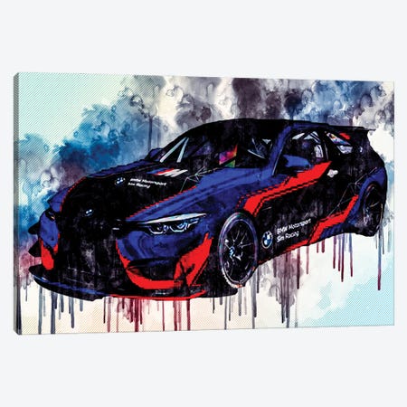 Bmw M4 Gt4 2021 Exterior Front View Tuning M4 Race Car Canvas Print #SSY62} by Sissy Angelastro Canvas Art Print