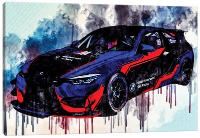 Bmw M4 Gt4 2021 Exterior Front View Tuning M4 Race Car Canvas Art Print