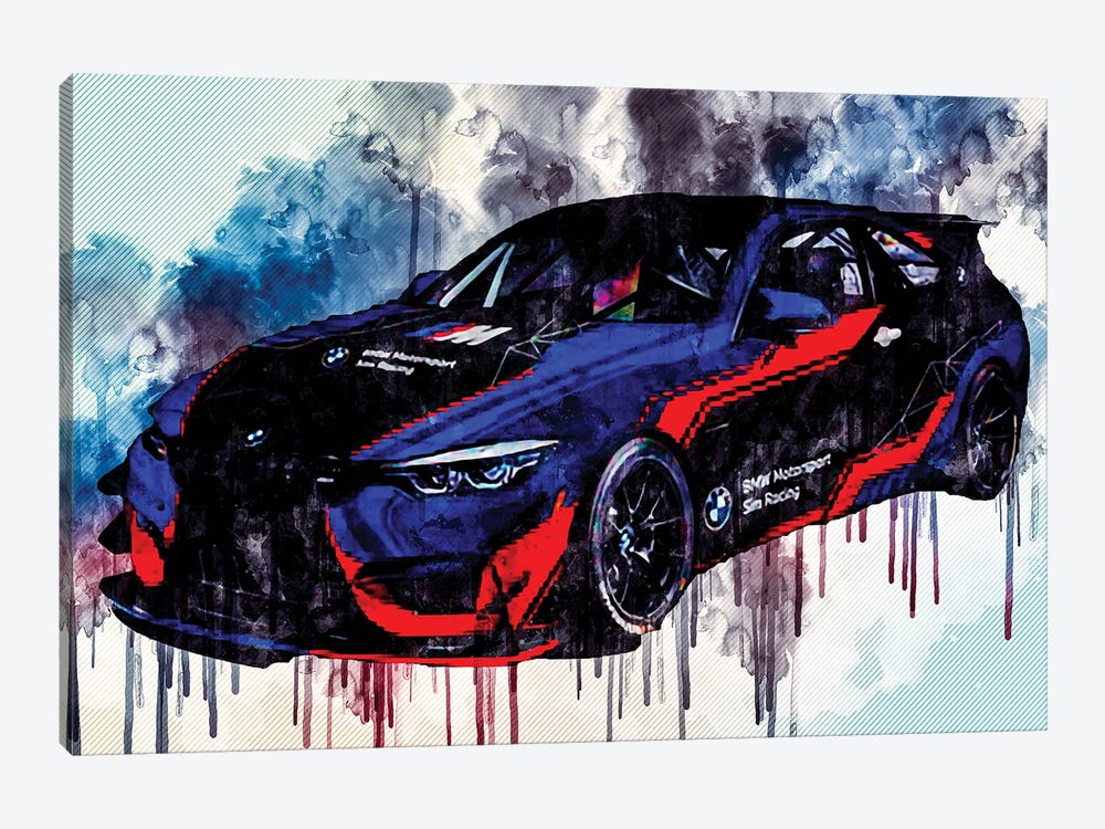 Bmw M4 Gt4 2021 Exterior Front View Tuning M4 Race Car by Sissy Angelastro 1-piece Art Print