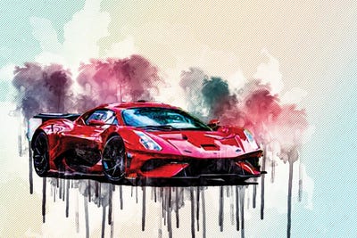 Brabham Bt62 2021 Red Hypercar Front View by Sissy Angelastro canvas print
