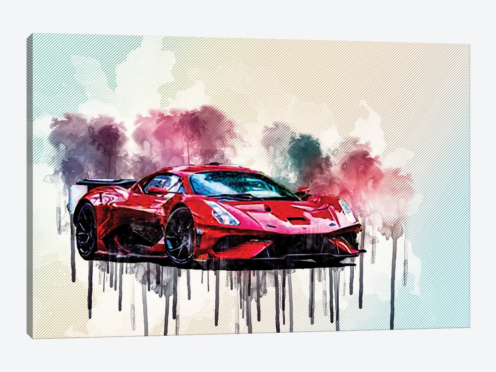 Brabham Bt62 2021 Red Hypercar Front View by Sissy Angelastro 1-piece Art Print