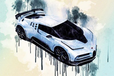 Bugatti Centodieci 2020 1600-Hp Hypercar Exterior Top View by Sissy Angelastro framed canvas print