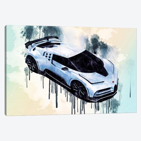 Bugatti Centodieci 2020 1600-Hp Hypercar Exterior Top View Canvas Print #SSY65} by Sissy Angelastro Canvas Artwork