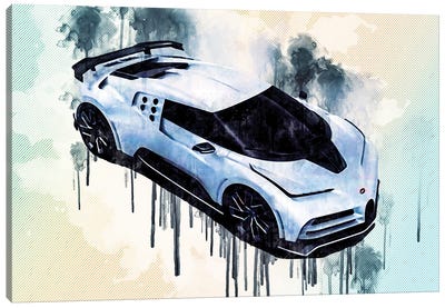 Bugatti Centodieci 2020 1600-Hp Hypercar Exterior Top View Canvas Art Print - Sissy Angelastro