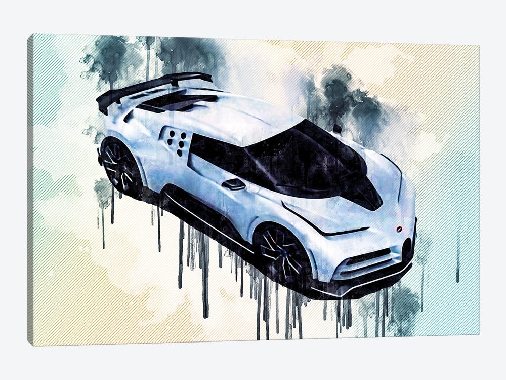 Bugatti Centodieci 2020 1600-Hp Hypercar Exterior Top View by Sissy Angelastro 1-piece Canvas Art