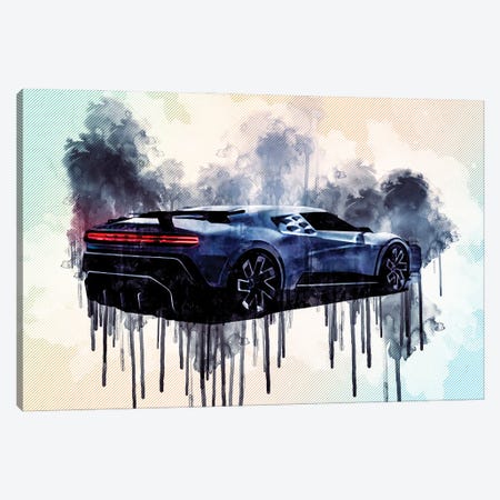 Bugatti Centodieci Exterior Rear View Hypercar Canvas Print #SSY66} by Sissy Angelastro Canvas Artwork