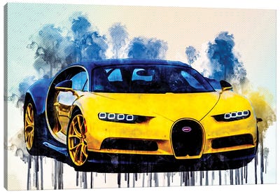 Bugatti Chiron 2017 Yellow Chiron Hypercar Canvas Art Print