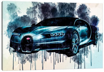 Bugatti Chiron 2018 Front View Supercar Hypercar Canvas Art Print - Sissy Angelastro