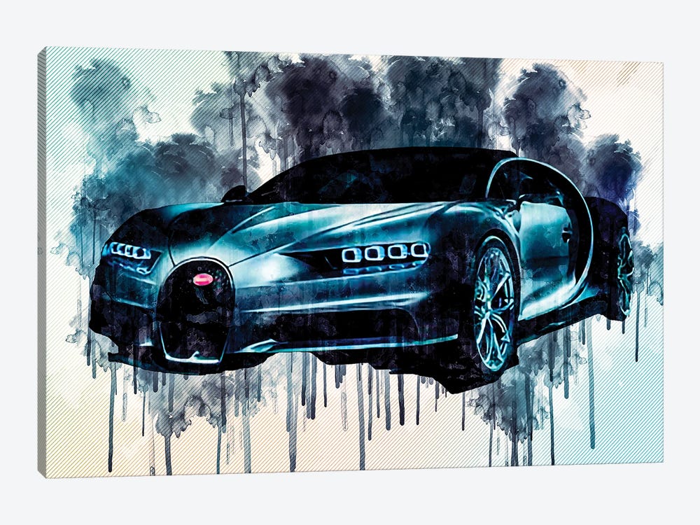 Bugatti Chiron 2018 Front View Supercar Hypercar by Sissy Angelastro 1-piece Canvas Print