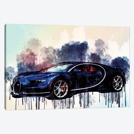 Bugatti Chiron 2018 Hypercar Sports Luxury Cars Canvas Print #SSY69} by Sissy Angelastro Canvas Print