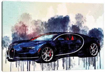 Bugatti Chiron 2018 Hypercar Sports Luxury Cars Canvas Art Print