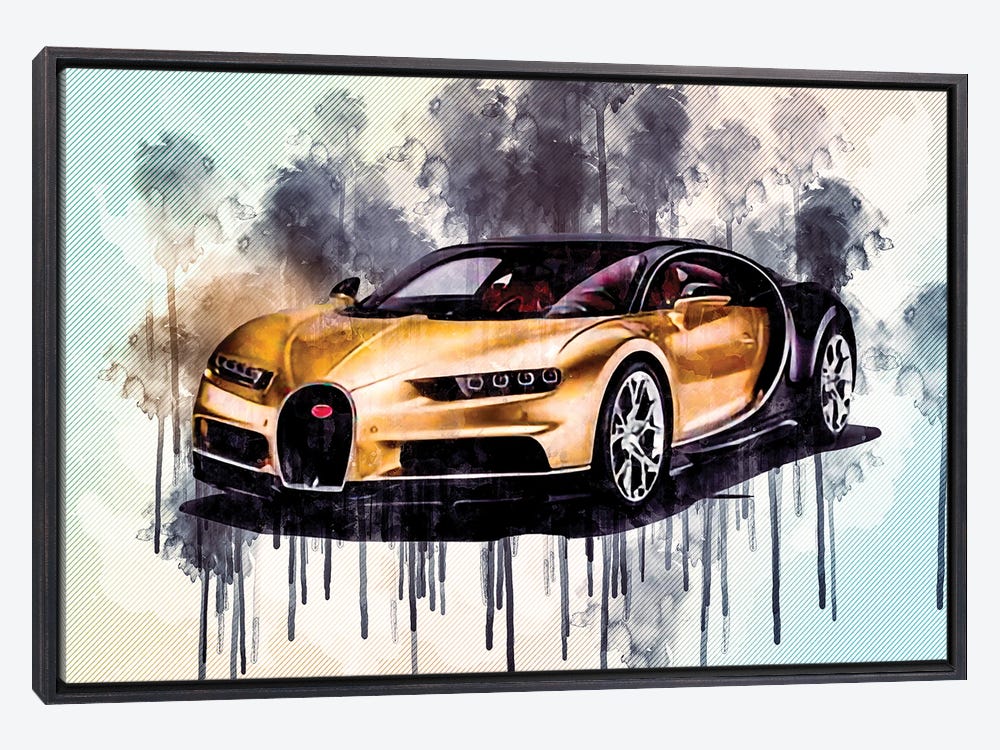 Bugatti Chiron Super Sport 300 Black and Orange Wall Art Print