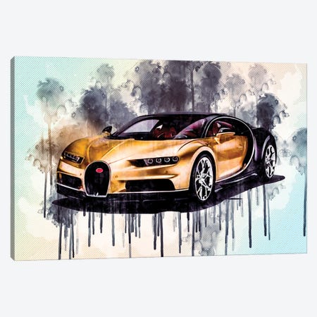 Bugatti Chiron Front View Exterior Hypercar Canvas Print #SSY71} by Sissy Angelastro Canvas Wall Art