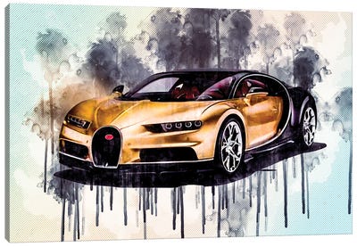 Bugatti Chiron Front View Exterior Hypercar Canvas Art Print - Sissy Angelastro