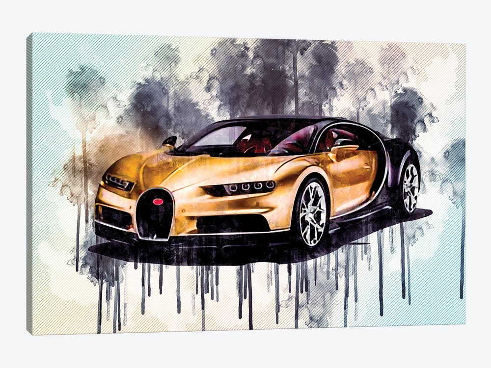 Bugatti Chiron Front View Exterior Hypercar by Sissy Angelastro 1-piece Art Print