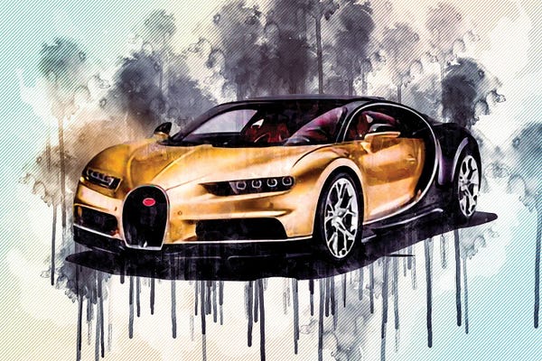 Bugatti: Bugatti Chiron Front View Exterior Hypercar by Sissy Angelastro