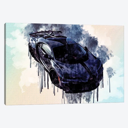 Bugatti Chiron Pur Sport 2021 Hypercar Front View Canvas Print #SSY72} by Sissy Angelastro Canvas Wall Art