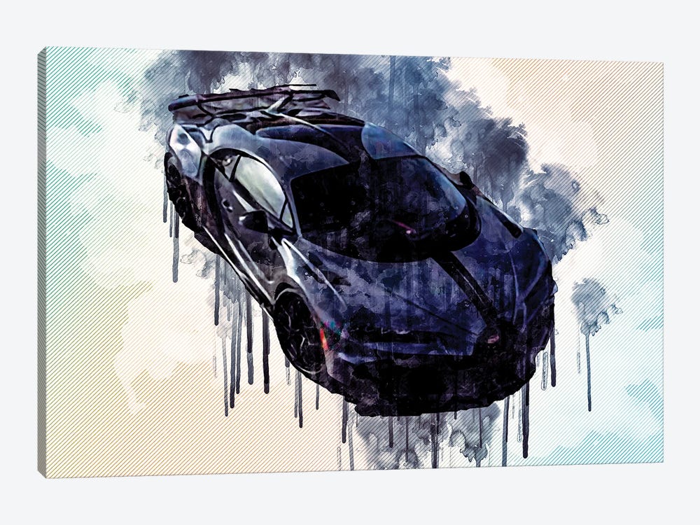 Bugatti Chiron Pur Sport 2021 Hypercar Front View by Sissy Angelastro 1-piece Canvas Wall Art