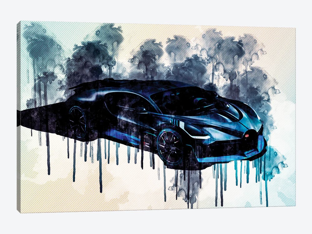 Bugatti Divo 2019 Luxury Racing Car Top View From The Front by Sissy Angelastro 1-piece Canvas Art Print