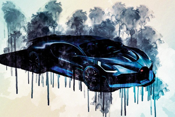 Bugatti: Bugatti Divo 2019 Luxury Racing Car Top View From The Front by Sissy Angelastro