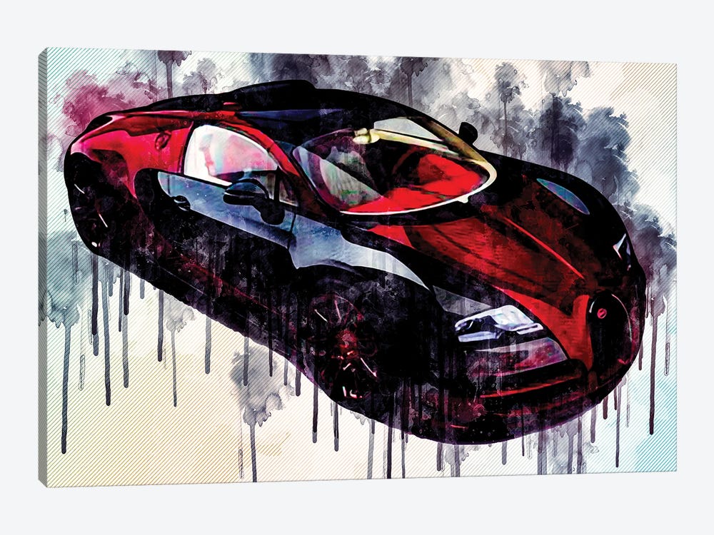 Bugatti Veyron Grand Sport Vitesse La Finale 2021 Hypercar by Sissy Angelastro 1-piece Canvas Artwork