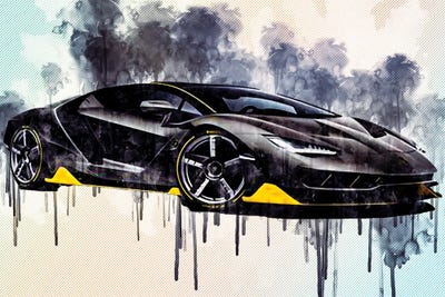 Carbon Hypercar Lamborghini Lamborghini Centenary 2017 Supercars by Sissy Angelastro framed canvas print