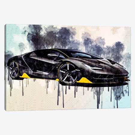 Carbon Hypercar Lamborghini Lamborghini Centenary 2017 Supercars Canvas Print #SSY79} by Sissy Angelastro Canvas Wall Art