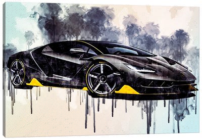 Carbon Hypercar Lamborghini Lamborghini Centenary 2017 Supercars Canvas Art Print - Sissy Angelastro