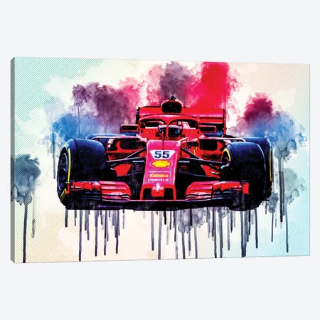 Carlos Sainz Ferrari Sf21 2021 F1 Cars Formula 1 Scuderia Ferrari New Sf21 F1 Canvas Print #SSY80} by Sissy Angelastro Canvas Art Print