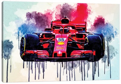 Carlos Sainz Ferrari Sf21 2021 F1 Cars Formula 1 Scuderia Ferrari New Sf21 F1 Canvas Art Print - Cars By Brand