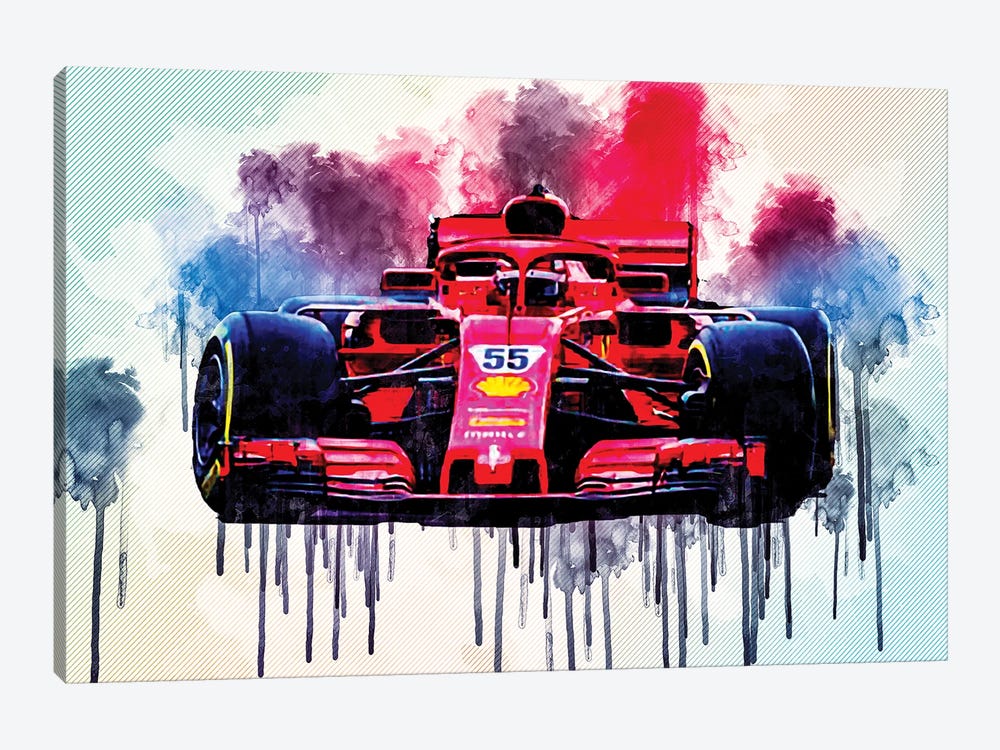 Carlos Sainz Ferrari Sf21 2021 F1 Cars Formula 1 Scuderia Ferrari New Sf21 F1 by Sissy Angelastro 1-piece Canvas Art Print